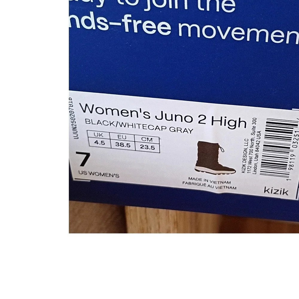 Kizik Juno 2 High Hands-Free Winter Boots Black Whitecap Women 7 NEW